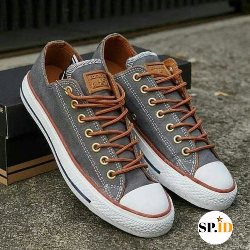 Sepatu Sneakers Converse All Star Klasik Premium Abu Pendek Pria/Wanita