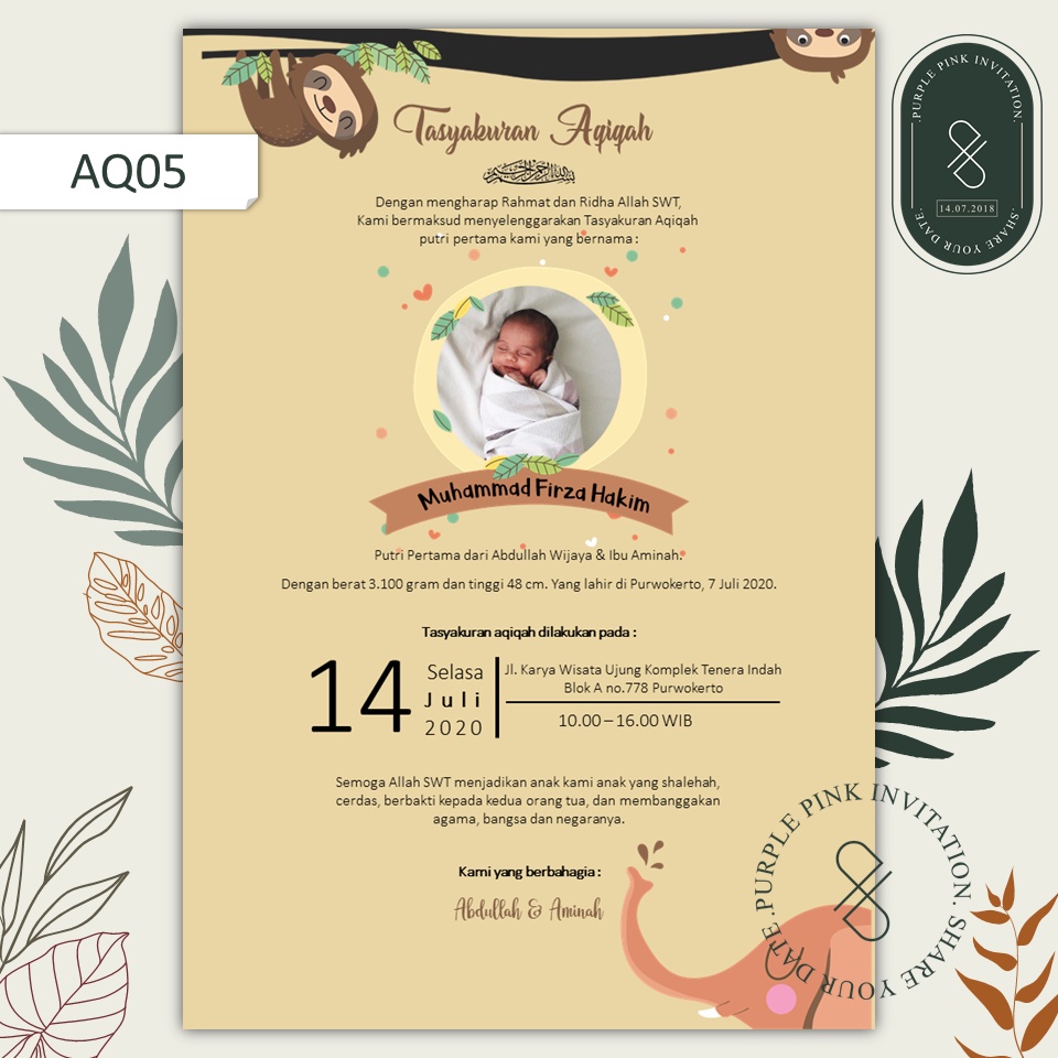 Undangan Digital Aqiqah Code AQ05 Softfile Warna Coklat | 𝐏𝐮𝐫𝐩𝐥𝐞 𝐏𝐢𝐧𝐤 𝐈𝐧𝐯𝐢𝐭𝐚𝐭𝐢𝐨𝐧