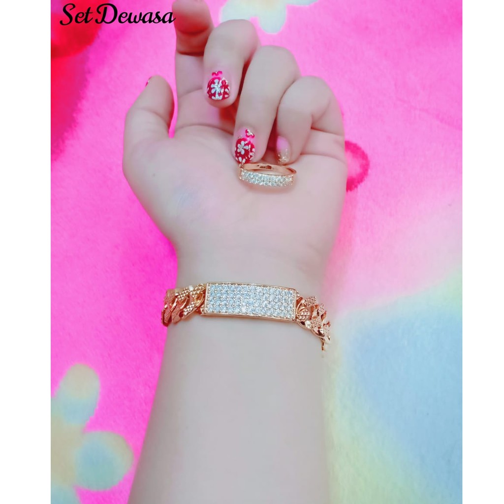 GELANG + ANTING DUBAY LAPIS EMAS 24K BERKILAU SEPERTI ASLI
