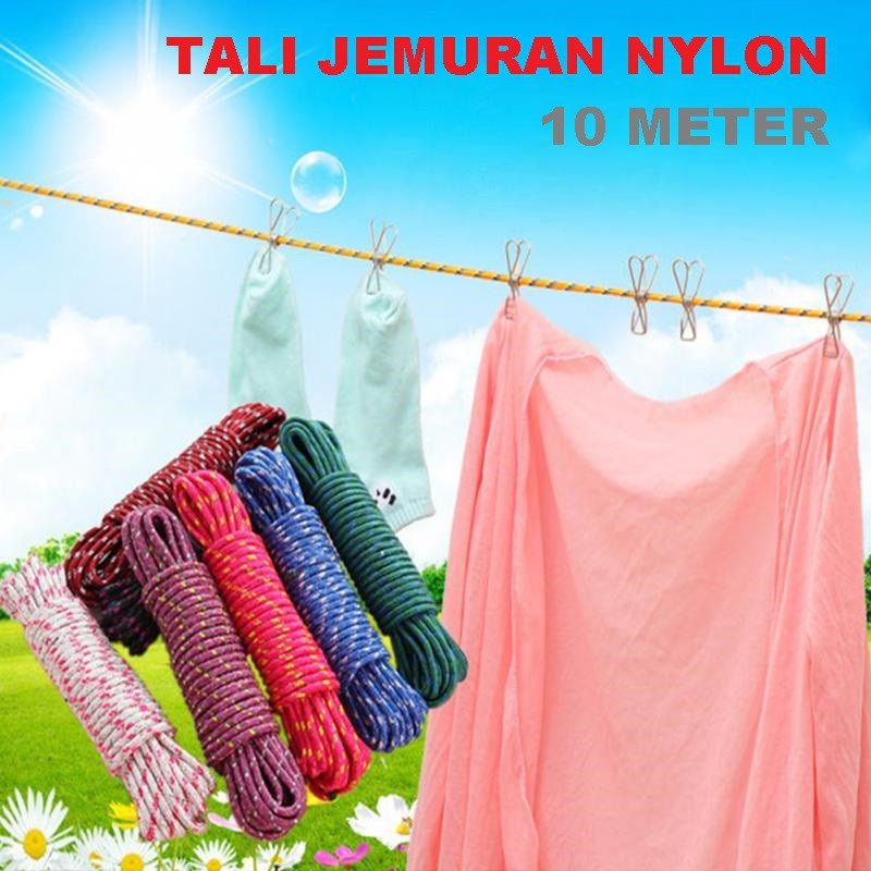 Tali Jemuran 10 Meter Bahan Nilon Tali tambang Anti Slip Serbaguna