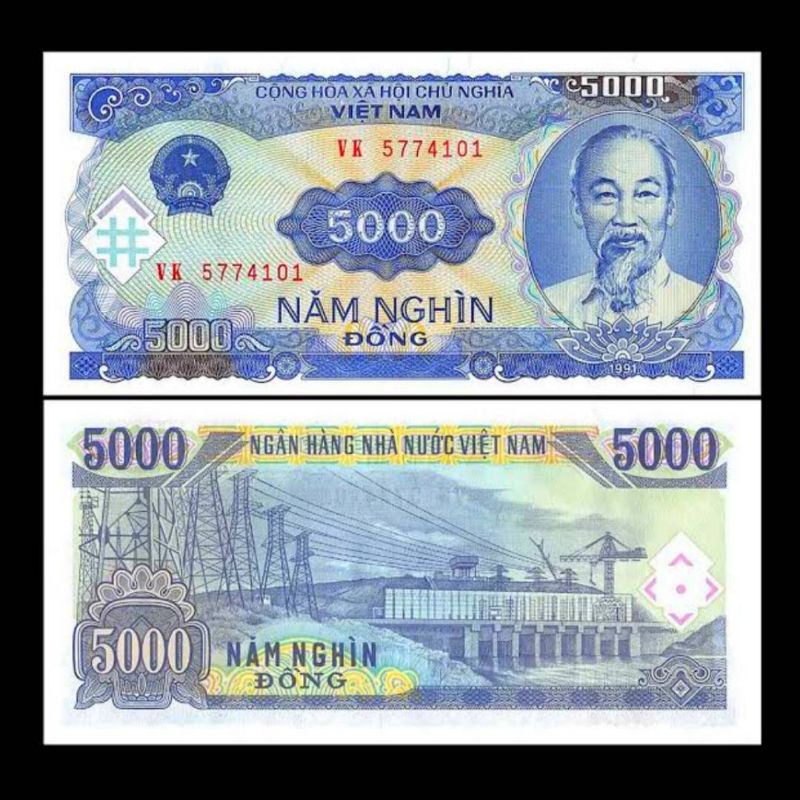 UANG VIETNAM 5000 DONG 1991 UNC ORIGINAL HO CHI MINH