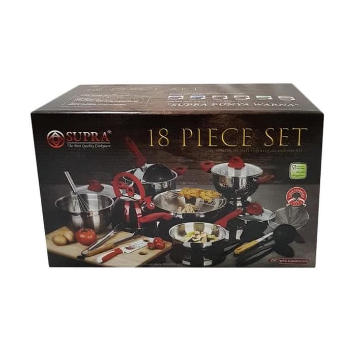 Panci Set Supra 18Pcs - Stainless Steel Body Cookware Set [ORIGINAL]