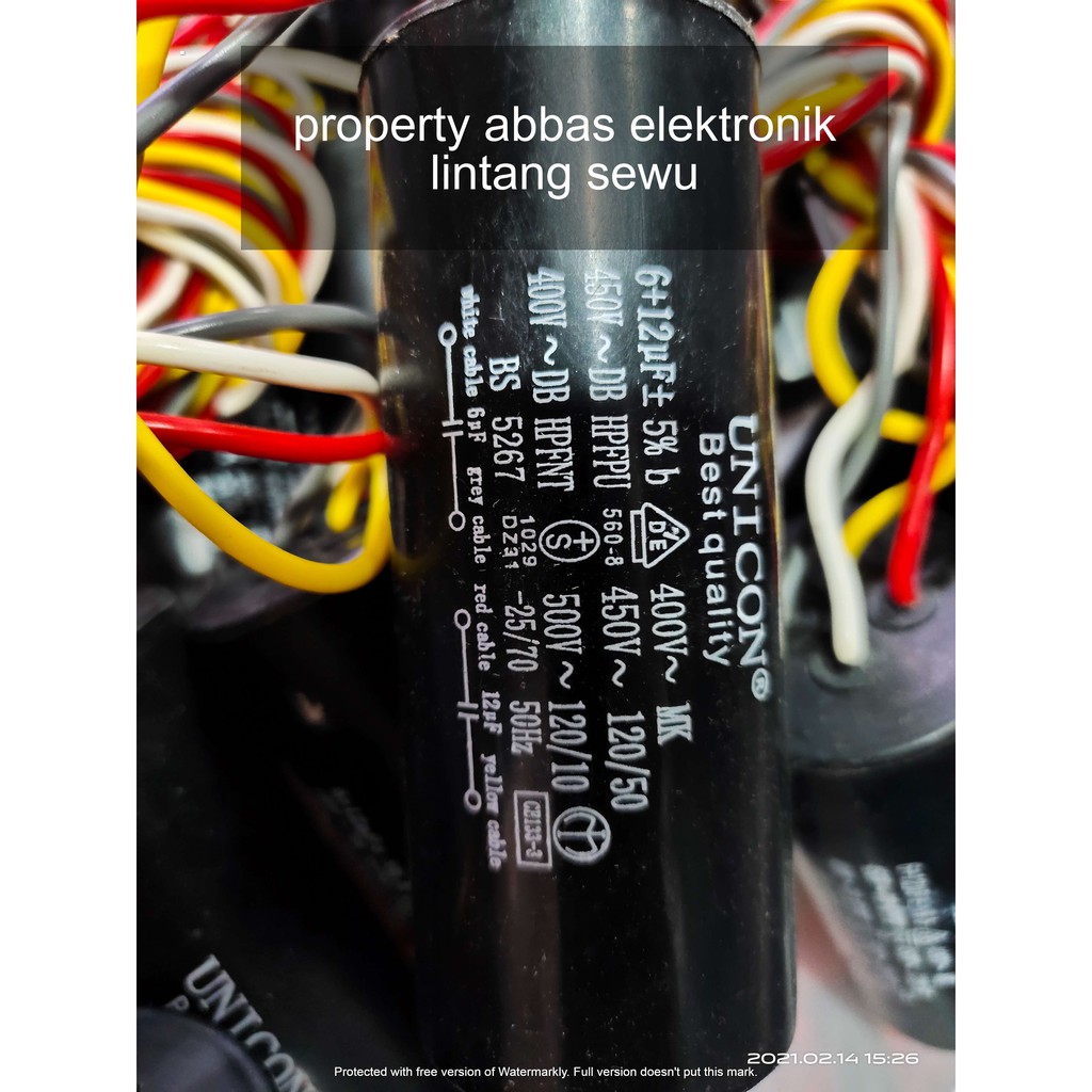 capasitor kapasitor mesin cuci 2 tabung 12 + 6 mikro 450 volt 12+6 450V