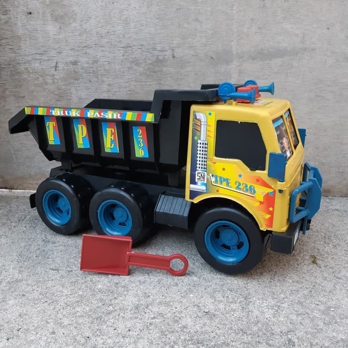 Mainan truk bak pasir angkut mobilan dorong dump truck telolet plastik