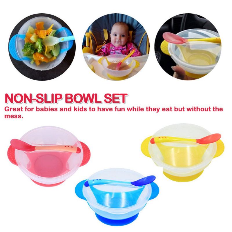 Paket Perlengkapan makan MPASI Bayi mangkok sendok silicone baby feeder sendok botol bayi n