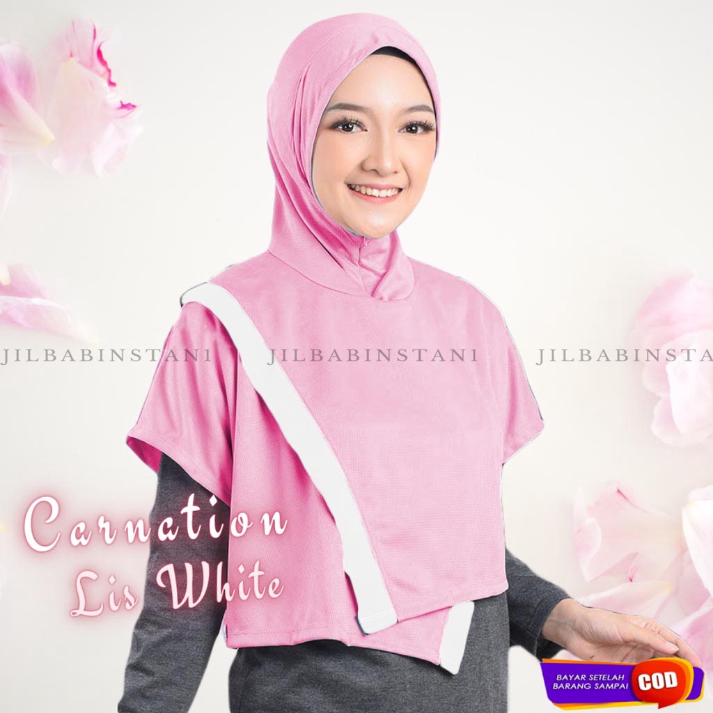Jilbab Olah Raga Dry Fit- Hijab Sporty - Renang Olahraga Lari Senam Yoga Running Jogging Sepeda-CARNATION WHITE