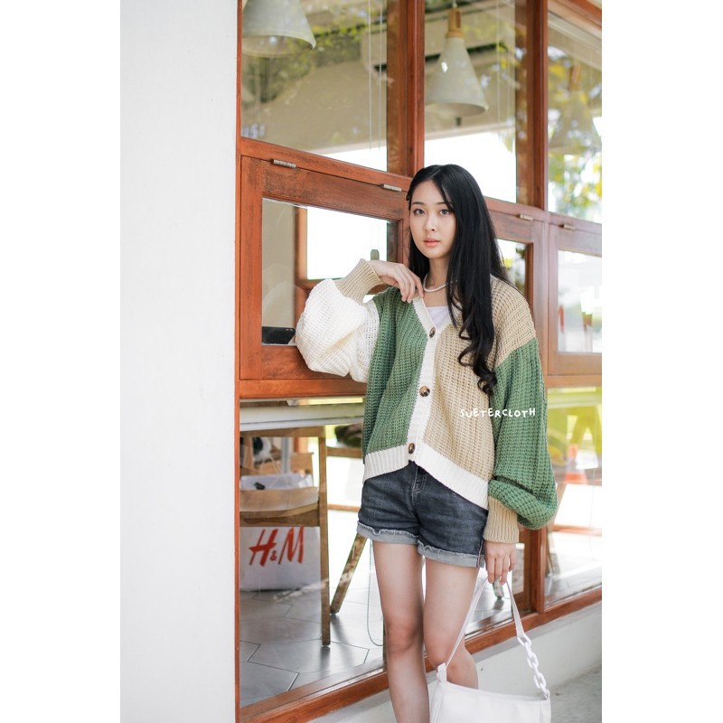 NEW!! REALPICT HONEY CARDY TWOTONE 7GET - premium tebal - cardy rajut twoton