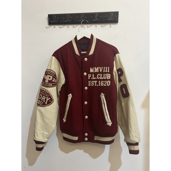 Vintage Varsity Boxy Fit Leather Sleeve Plory NFL
