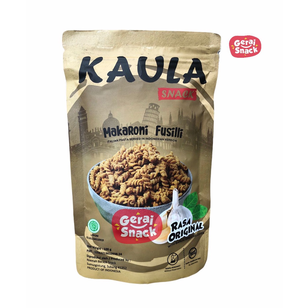 Makaroni Fusilli Kaula Extra Daun Jeruk NON MSG Tanpa Pengawet 100gr