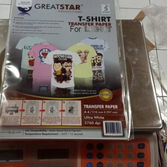 

Diskon!! KODE-597 T-shirt transfer paper for light.A4/5