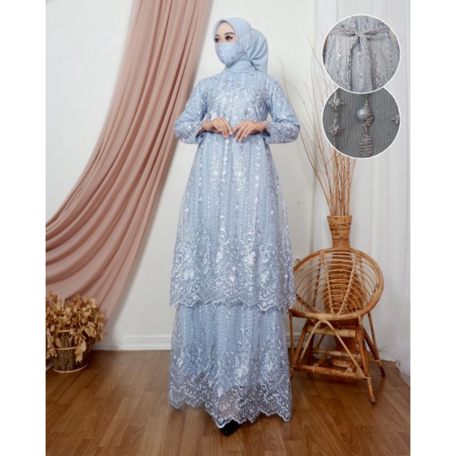 GAMIS TULLE TINGKAT BUSUI / KEBAYA TULLE / BAJU PESTA MODERN / GAMIS BUSUI / GAMIS WISUDA / GAMIS MODEREN TERBARU/DFS