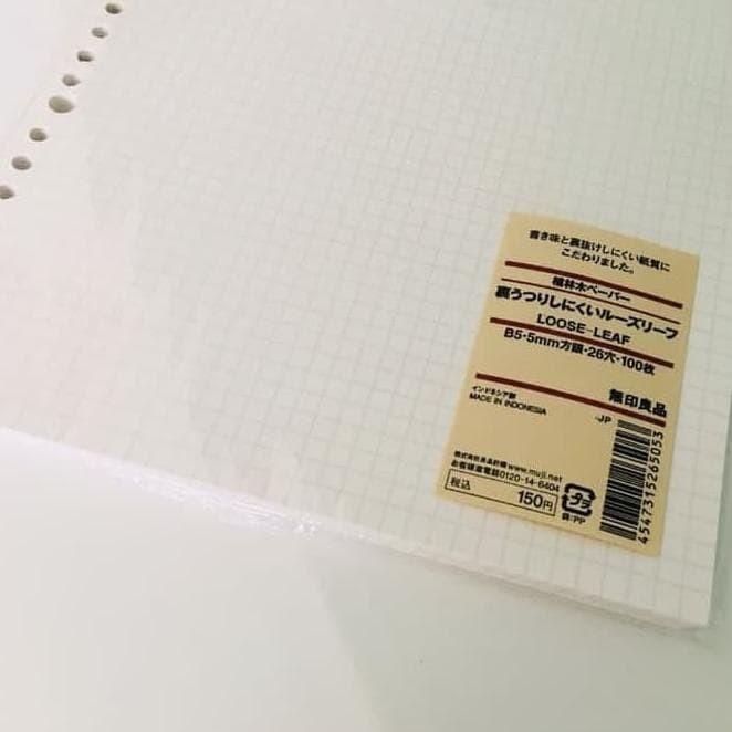 

Binder | Muji - Loose Leaf Paper A5/B5/A4 - Line / Grid / Dot / Blank - Kertas Kualitas Terbaik