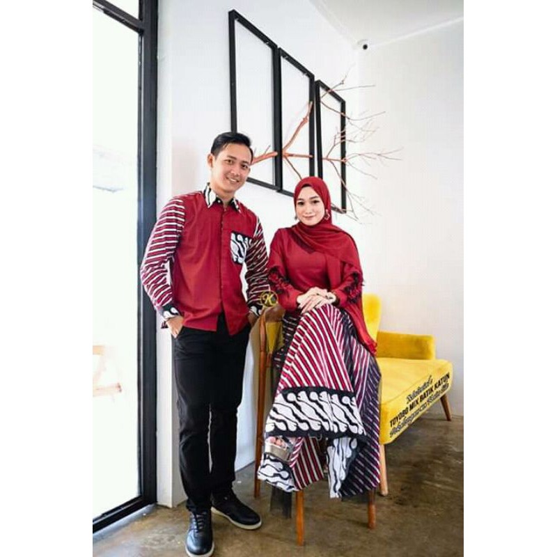 Baju batik Batik  Pria Gamis Batik Couple Keluarga • Sarimbit Batik • TERLENGKAP • TERBARU • 8254