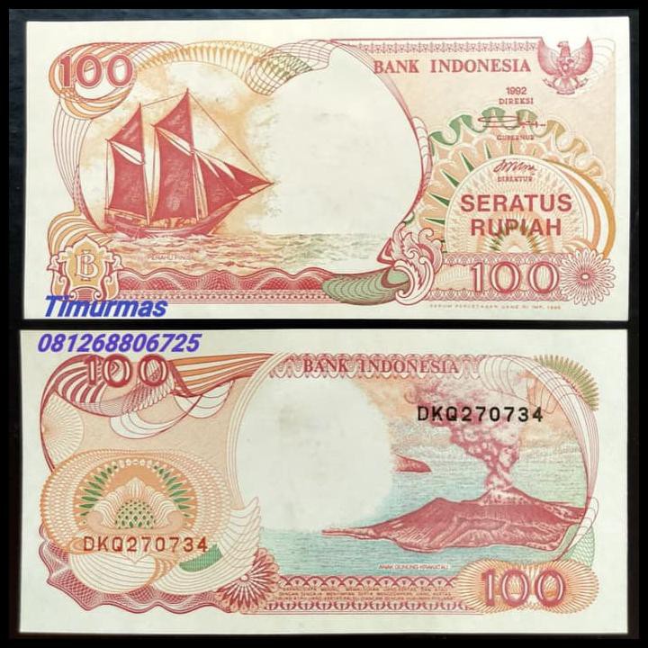Uang Lama Kuno 100 Rupiah 1992 Perahu Pinisi OBRAL