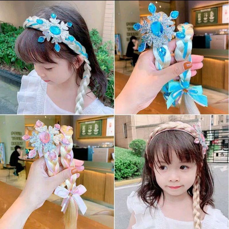 Bando anak frozen Bando rambut kepang frozen premium