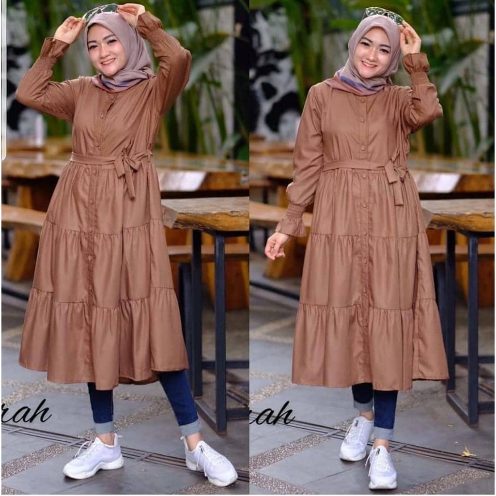 NAYARA TUNIK Bahan MOSSCRAPE Baju Tunik Muslimah Model ...