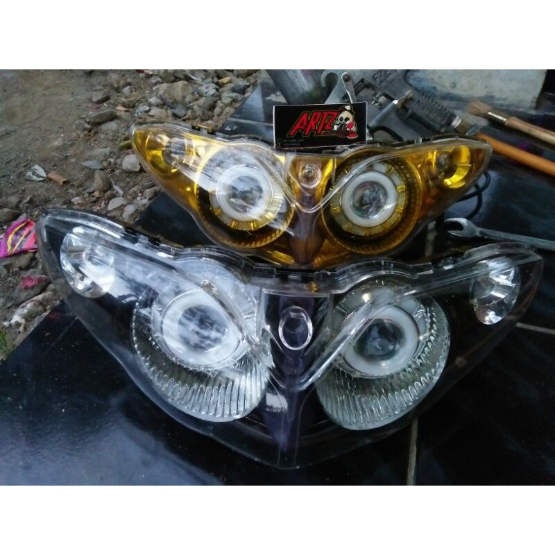 Lampu depan dobel proji jupiter z smoke gold