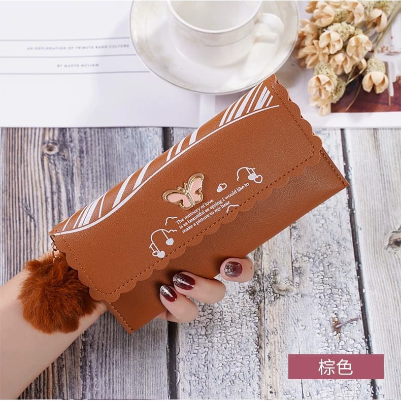 Alibaba1688 Dompet Wanita Panjang Free Pom-Pom Import