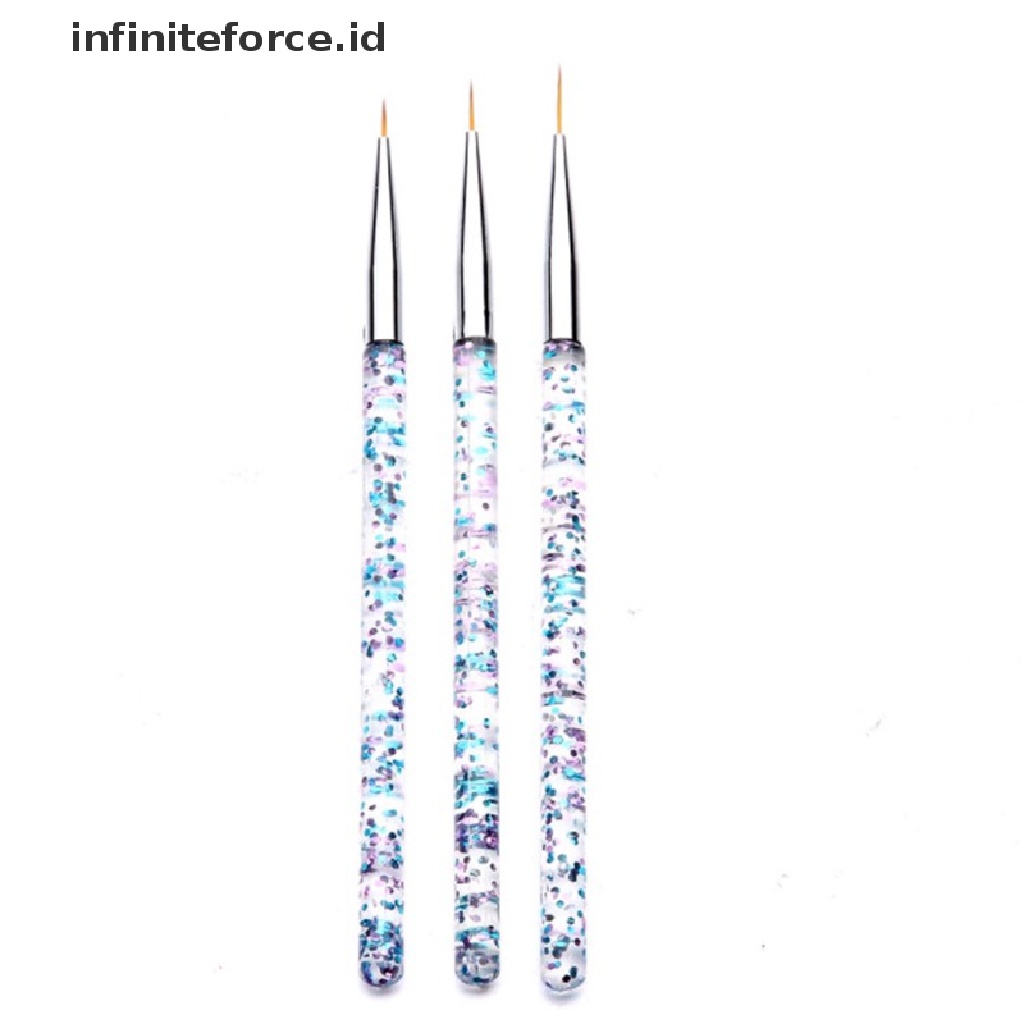 Infiniteforce.id 3pcs / Set Brush Nail Art Akrilik 3d Ultra Tipis