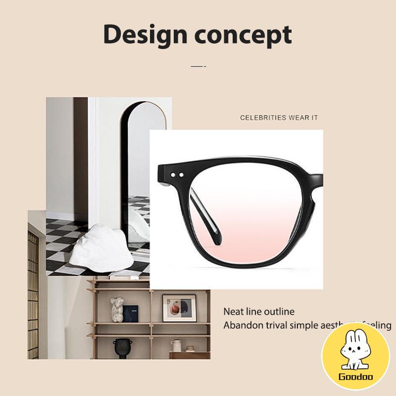 Kacamata Bingkai Hitam Gradient Pink Blush Glasses Wanita Trendi Wajah Bulat untuk Foto -Doo