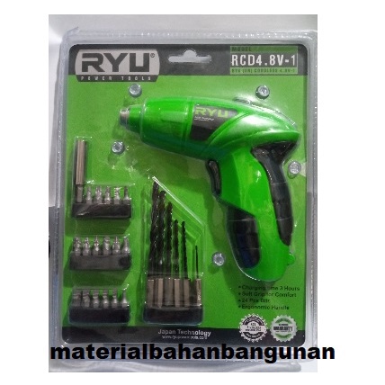 Mesin Bor Listrik Charge 4.8 Volt Ryu RCD8v1 Cordless Srewdriver Bor Tangan Tanpa Kabel Colokan Mini
