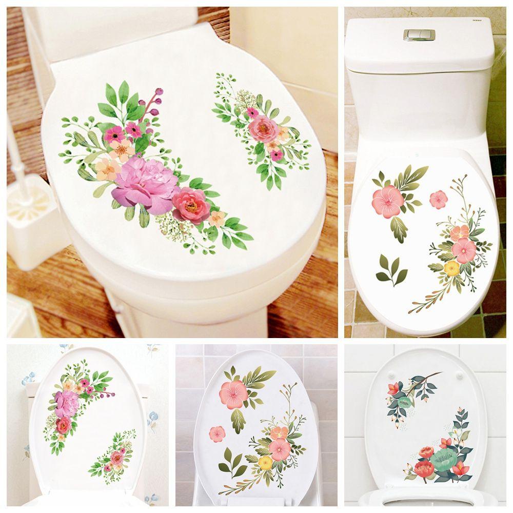 Populer Stiker Toilet Bunga Hadiah Kamar Mandi Ornamen Desain Kreatif Mural Dinding