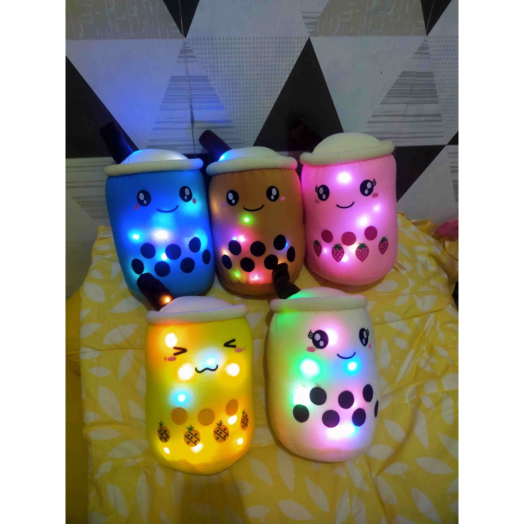 Boneka Boba Milk Tea Lampu LED Diameter 20cm Berlabel SNI