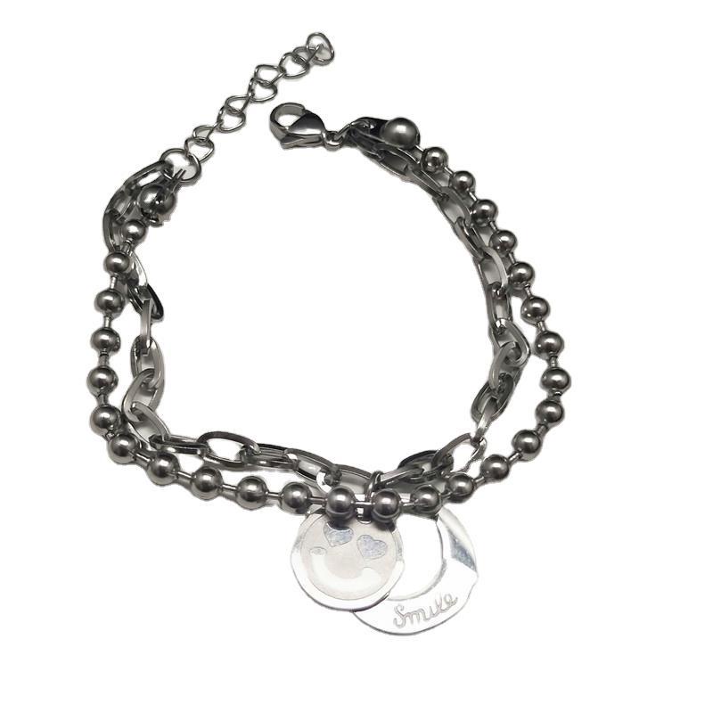 Smiley titanium steel gelang wanita dengan Hati huruf kesederhanaan Korea tren Unik all-match gelang