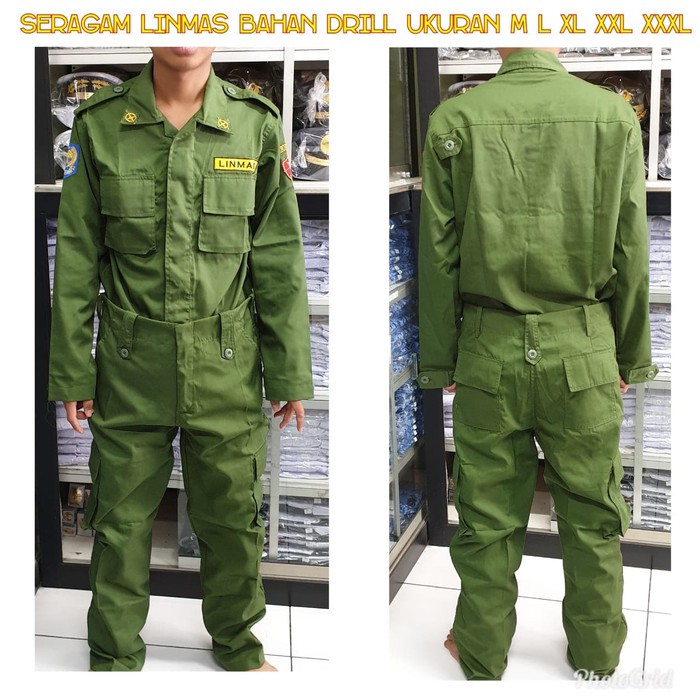 RPM      Seragam linmas PDL/hansip/baju/1 set/bahan bagus american drill