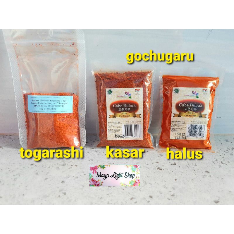 Gochugaru kasar halus Nanami togarashi shichimi bubuk cabe korea sambal korea jepang chili powder pedas