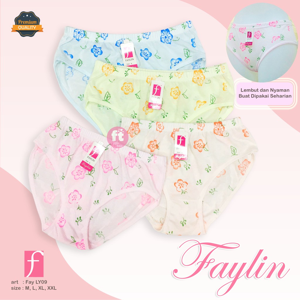 FAYLIN | Celana Dalam KATUN Wanita SABLON / Warna Muda / art FAY LY09