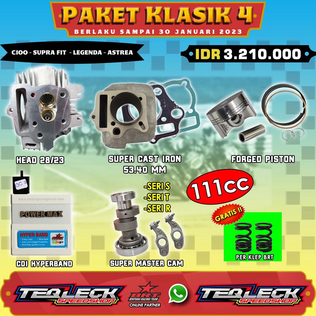 Paket Bore Up BRT Klasik 4 C100 Grand Supra fi Legenda Win