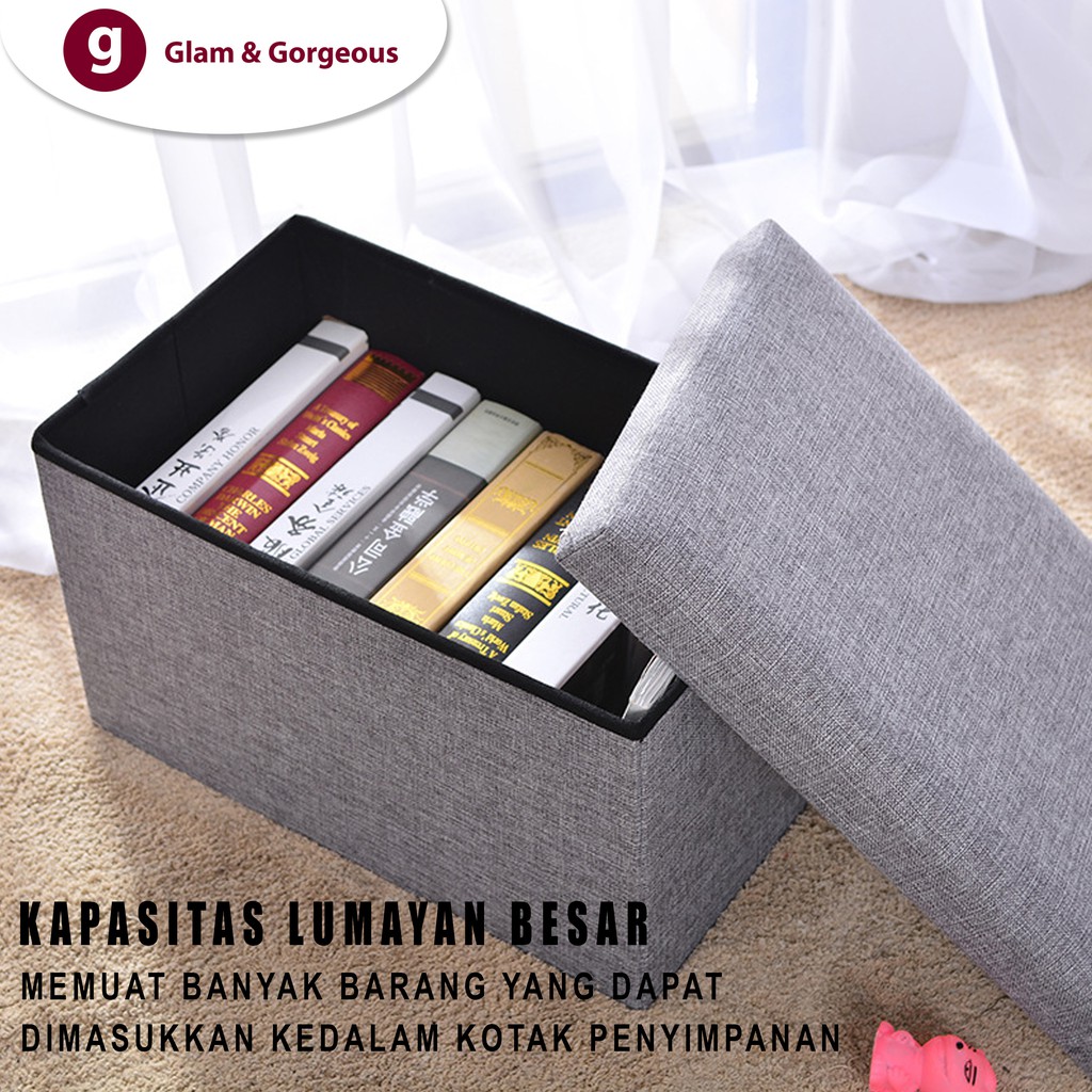 Box penyimpanan Serbaguna Kursi Stool Tempat Mainan Sepatu Buku Bahan Cotton SB014