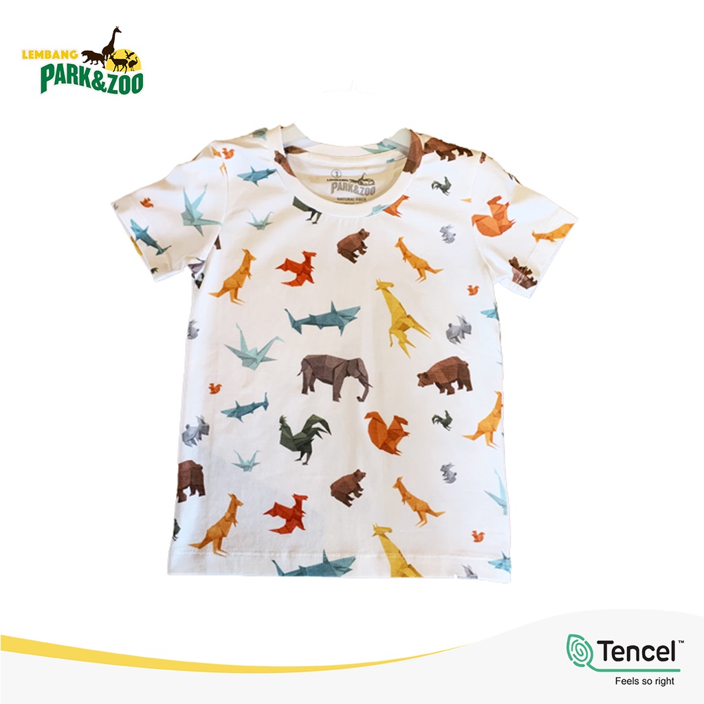 Lembang Park &amp; Zoo - T Shirt Fullprint Kids K motif Animal Origami Bahan Katun Micro ( Anak Usia 1-3 Tahun ) Unisex / Atasan Anak / Kaos Anak