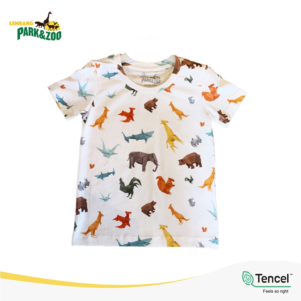 Lembang Park & Zoo - T Shirt Fullprint Kids K motif Animal Origami Bahan Katun Micro ( Anak Usia 1-3