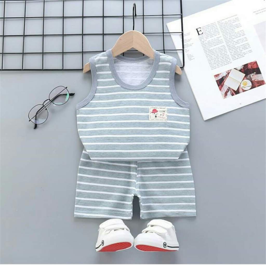 LID9078 No 17-25 - Setelan pendek kutung anak bayi karakter lucu bahan katun / Kaos anak bayi lucu