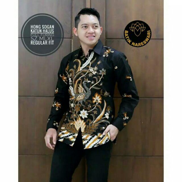 (1kg=4pcs) Kemeja Batik Lengan Panjang Batik Ori Nareswari Hong Sogan Batik Solo Seragam Batik