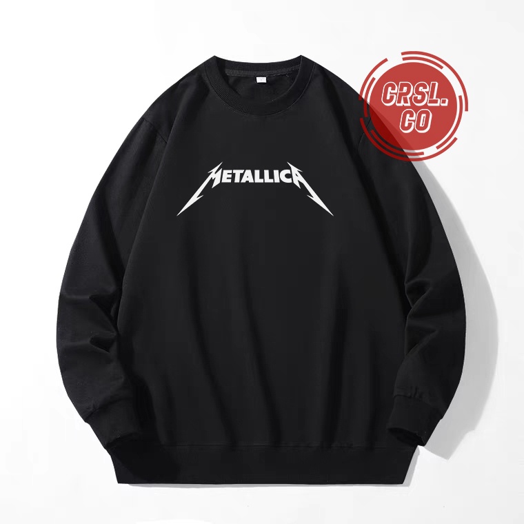 CREWNECK HITAM PRIA DAN WANITA METALLICA CASUAL DENGAN BAHAN PREMIUM