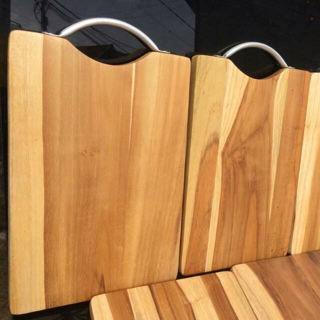 Talenan Kayu 30X20 Jati Gagang Aluminium Wooden Cutting Board Kayu Jati 30 x 20