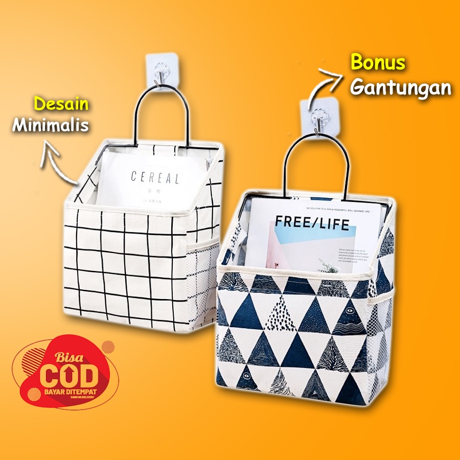 Keranjang Penyimpanan Buku Gantung 1166 Deskop Storage Hanging Bag Organizer Storage Gantung Dinding Serbaguna Multifungsi