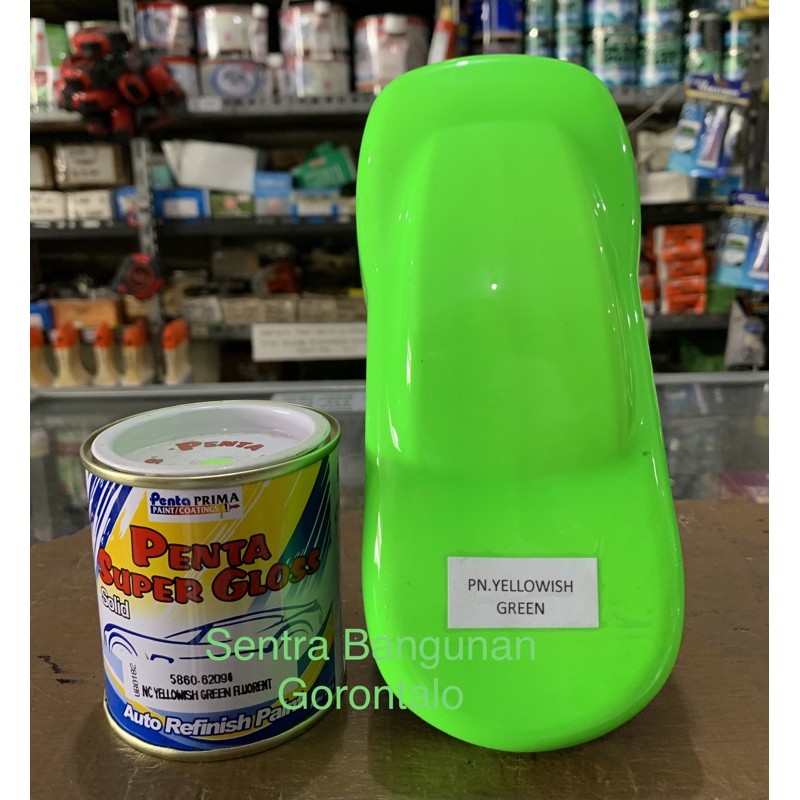 

Cat penta super gloss fluorescent yellowish green hijau stabilo muda
