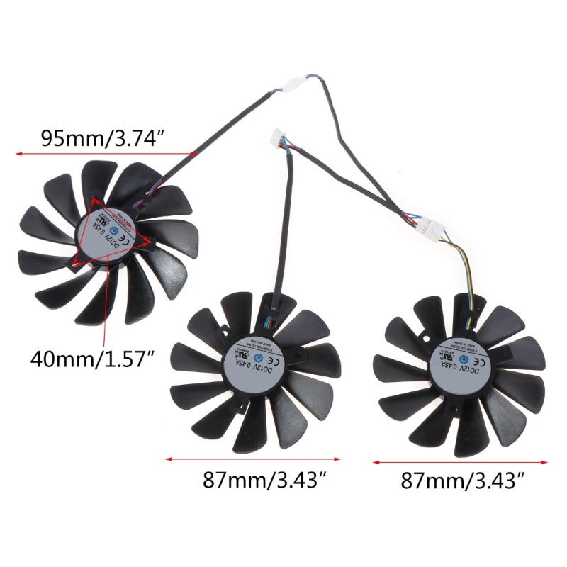 Bt 87mm/95mm 4Pin FDC10U12S9-C 12V 0.45A Kipas Pendingin Kartu Grafis Untuk XFX Radeon