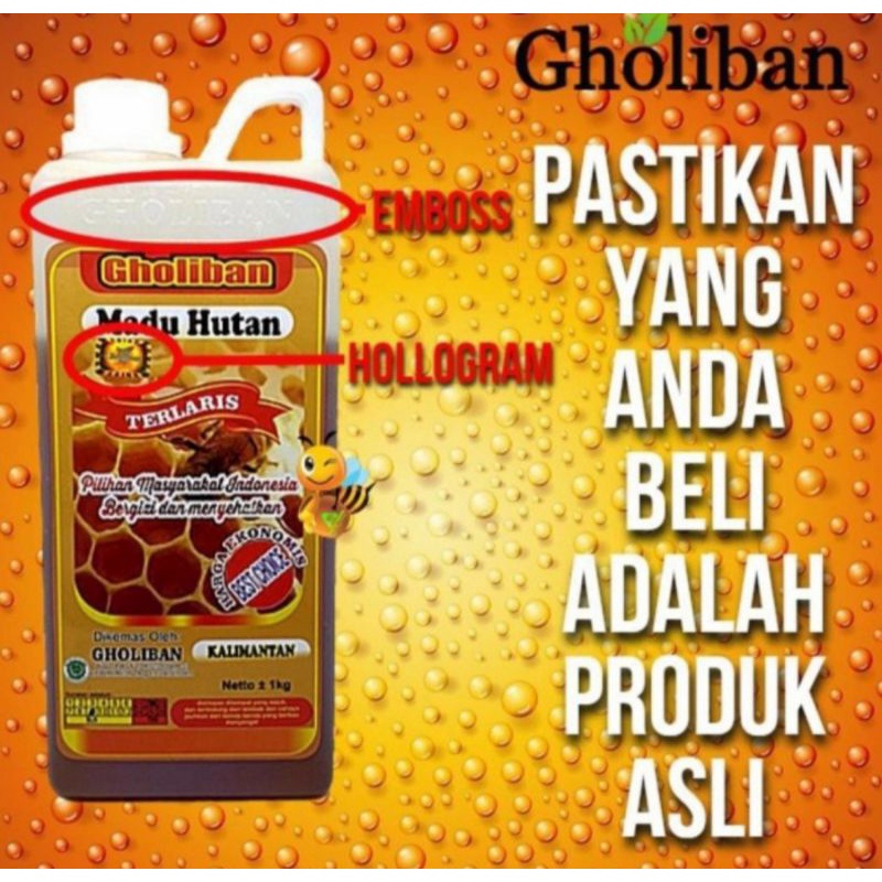 

Madu Gholiban KLM | Madu Murni | Kemasan Hologram Dan Embos | Madu Murni Original | Gholiban 1kg
