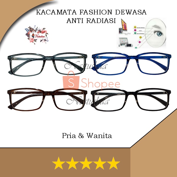 Kacamata Anti Radiasi HP Komputer Anti Sinar Biru Blue Ray Kaca Mata Wanita Pria Model Persegi Panjang Import Korean Style Fashion NOCASE