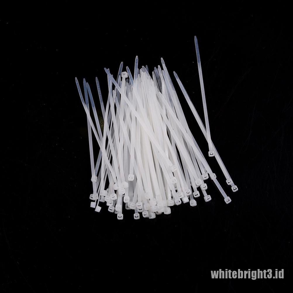 &lt; White3 &gt; 100pcs Tali Pengikat Kabel 3x100mm Bahan Plastik Nilon Warna-Warni