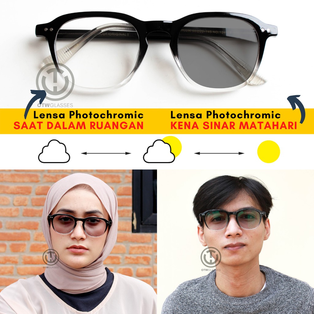 Frame Kacamata UNIKA HITAM GRADASI | Kacamata Photochromic Anti Radiasi Blueray Bluechromic