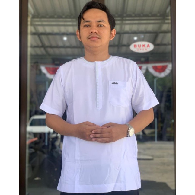 AL-ZAHRA KOKO LENGAN PENDEK SAUDI PUTIH BORDIR