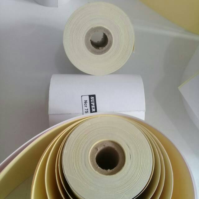 

Kertas kasir ncr 3ply 75x60 paket 1pak isi 10 roll