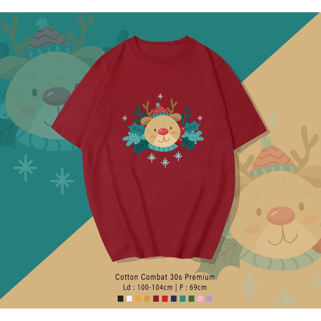 RUSA DAUN CHRITMAS EDITION / KAOS UNISEX CEWEK COWOK / OVERSIZE