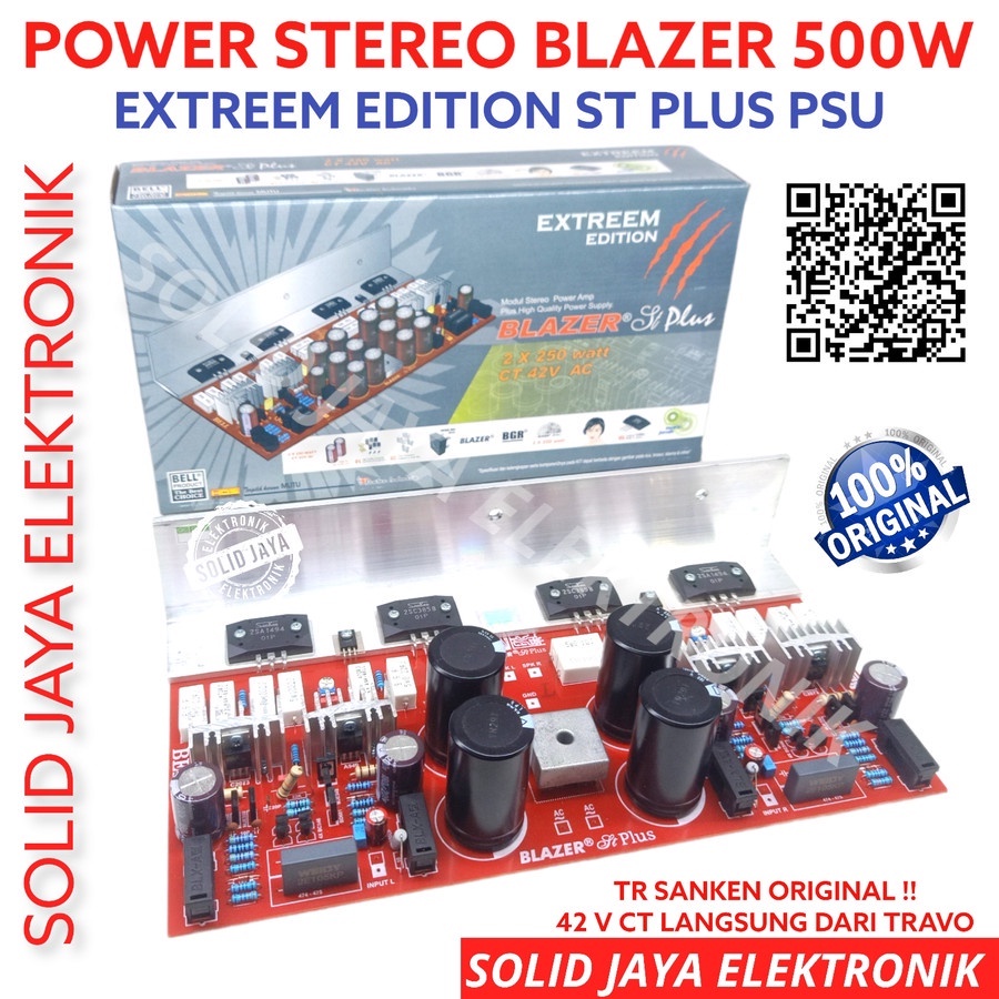 KIT POWER BLAZER STEREO 500W EXTREEM PLUS PSU TR FINAL SANKEN ASLI ORI ST PLUS 500 WATT W 2SA1949 2SC5200 2X250W BLAZER ELCO DIODA PRO EXTREM EDITION AMPLIFIER AMPLI AUDIO BELL BGR